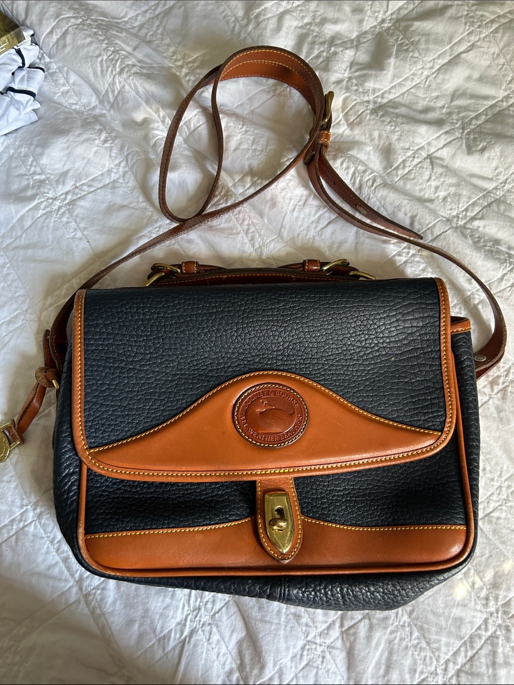 Dooney & Bourke Black and Brown Pebbled Leather Crossbody Bag
